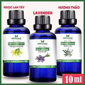 Combo 3 Tinh Dầu LORGANIC / Nhiều Mùi Hương / Xông Phòng Thư Giãn, Đuổi Muỗi 10m / Sả Chanh, Oải Hương Lavender, Ngọc Lan Tây, Hương Thảo, Stress Relief, Quyến Rũ Sensualy (10ml)