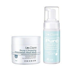 Mousse rửa mặt từ sữa St.Clare Pure Washing Mousse 150ml + Mặt nạ bùn làm sạch sâu St.Clare Deep Cleansing Amazonian Mud Mask 50ml