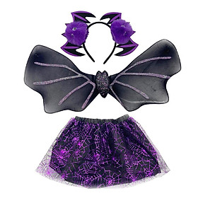 Halloween Costume Set Tutu Skirt Gift Toys Dress up Lovely Headband Cosplay Wing for Masquerade Photo Props Party Carnival Stage Performance