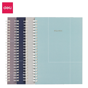 Sổ Lò Xo Kép A5 Deli - Sổ Gáy Xoắn 120 Trang Giấy Kẻ Ngang Chống Lóa - Sổ Tay Tập Vở Học Sinh Ghi Bài Takenote Planner