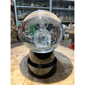 Mua Bi Cầu Thuỷ Tinh Chạm Âm 3D Hình Chúa Giê-su Có Tặng Kèm Đế Đèn - đường kính 10cn