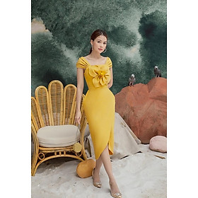 Đầm ôm 2 dây lớn dún hoa ngực đi làm | đi tiệc | đi chơi đều sang
