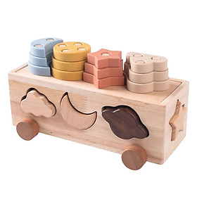 Montessori Wooden Block Toys Geometric Shapes Toy Puzzles for Girls Gifts
