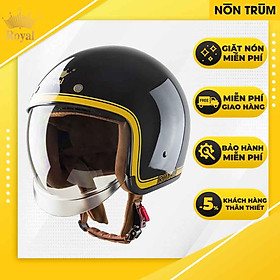 Nón bảo hiểm 3/4 ROYAL M139 có kính âm V10 ĐEN