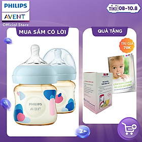 Philips Avent Hộp 2 Bình sữa PPSU thiết kế tự nhiên 125ml cho trẻ từ 0 tháng tuổi SCF581/20