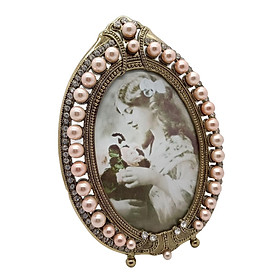 Ornate Photo Frame with pearls Trim Picture Display Holder Freestanding Art Ornament for Living Room Bedroom Wedding Hallway Decor