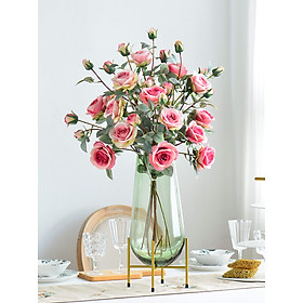 Mua Hoa lụa  cành hoa hồng quý tộc Island 4 bông trang trí phòng khách  nhà hàng cao cấp AZ-40