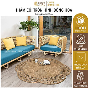 Thảm cói tròn trải sàn trang trí chụp ảnh đường kính 120 cm Hand