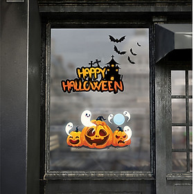 Decal trang trí Halloween 2020 combo bí ngô và hồn ma