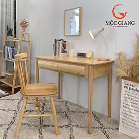 Mua Bàn Làm Việc Gỗ Cao Su Hàng Cao Cấp - Chân Tròn Mặt Ngăn Kéo Bo Cong