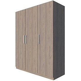 Tủ quần áo gỗ MDF Tundo 3 cánh 2 ngăn kéo màu xám 140 x 55 x 200cm