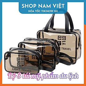 Set 3 Túi Trong Suốt Đựng Mỹ Phẩm Đi Chơi Du Lịch Hoặc Mua Lẻ 1 Trong 3 Travell