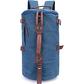 Outdoor Travel Backpack Canvas Multi-Function Hiking Daypack - Light Blue