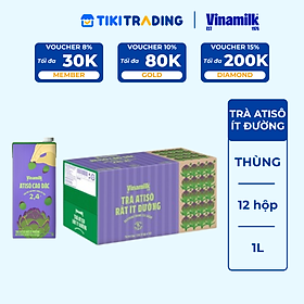 Thùng 12 hộp Trà Atisô ít đường Vinamilk - Hộp giấy 1L