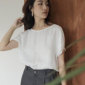 Áo kiểu nữ Linen tưng Premium tay cánh rới form rộng trẻ trung, không kén dáng mặc