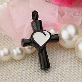 Stainless Steel Cross Crucifix Love Heart Pendant Keepsake Memorial