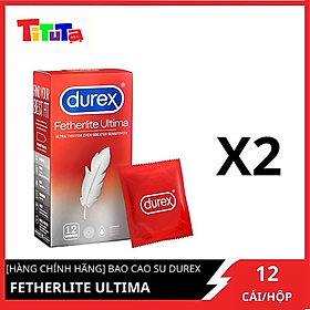 combo 2 Bao cao su Durex Siêu mỏng Fetherlite Ultima (Đỏ) Hộp 12 cái