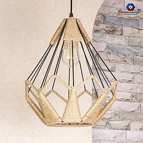 Đèn thả dây thừng Handmade trang trí quán cafe phòng trà decor độc lạ phòng khách phòng ngủ