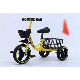 Xe đạp 3 bánh, xe đạp trẻ em có giỏ đồ lớn đằng sau đủ màu cho bé - Vàng
