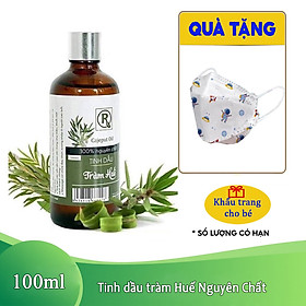 Tinh dầu tràm Huế 100% nguyên chất loại 1 HỒNG TÂM 100ml xông phòng, đuổi muỗi, giữ ấm cơ thể tặng kèm khẩu trang cho bé