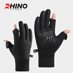 Găng tay hở ngón giữ ấm, chống gió mùa đông Rhino G301 cảm ứng điện thoại cho nam, nữ