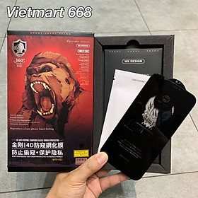 Kính Cường Lực Chống Nhìn Trộm KingKong Dành Cho iPhone - Full Hộp - Dán Full Màn - Hàng Chính Hãng 