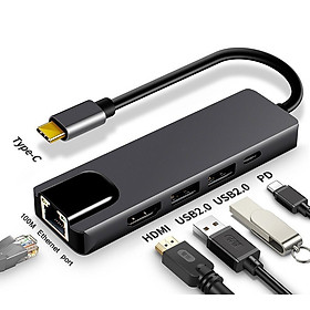 ROGTZ Cáp USB Type-C Ra 5 Cổng HDMI 4K, USB 2.0 Và Ethernet RJ45 - Hàng Chính Hãng