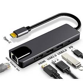 Mua ROGTZ Cáp USB Type-C Ra 5 Cổng HDMI 4K  USB 2.0 Và Ethernet RJ45 - Hàng Chính Hãng