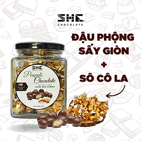 Socola viên Đậu phộng - Hũ thủy tinh 90g - SHE Chocolate - Bổ sung năng lượng, đa dạng vị giác. Quà tặng sức khỏe, quà tặng người thân, dịp lễ, thích hợp ăn vặt