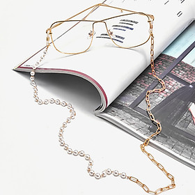 Chain glasses dây đeo kính hạt châu và chuỗi titan hợp kim bất đối xứng unisex nam nữ thời trang khác biệt