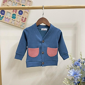 Áo khoác Cotton len mỏng nhẹ cho bé, áo khoác Cardigan cho bé trai và bé gái từ 6-19kg