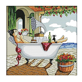 Enjoy Life Stamped Cross Stitch Kit for Teen Girls Printed Embroidery 14CT