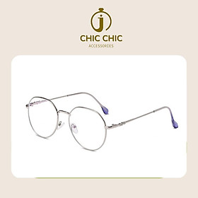 Mắt kính cận nam nữ màu bạc thời trang thay tròng được | Mắt kính Chic Chic D14
