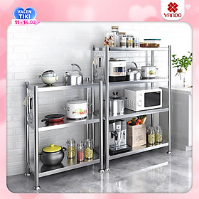 Kệ Đa Năng Để Lò Vi Sóng INOX Trắng Cao Cấp Chống Han Gỉ Kệ Để Đồ Nặng Siêu Gọn Cho Nhà Bếp VANDO