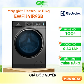 [Free Giao lắp] Máy giặt cửa trước Electrolux 11kg EWF1141R9SB - Cảm biến AI loại bỏ đến 49 loại vết bẩn, không cặn giặt tẩy, công nghệ HygienicCare diệt 99.9% vi khuẩn [Hàng chính hãng]