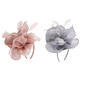 2x Women Flower Fascinator Hat 1920s Gatsby Bridal Headband Cocktail Party