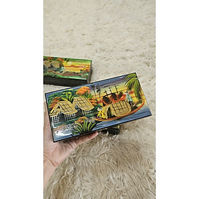 Hộp trang sức sơn mài vẽ màu lót nhung bên trong sang trọng size 10x20 cm