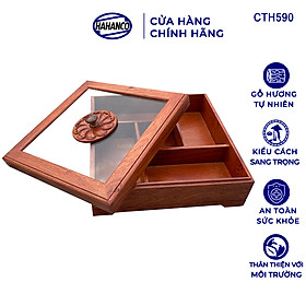 Mua Khay Bánh Kẹo Mứt Tết Gỗ Hương Nắp Kính Vuông Trong Suốt Thiết Kế Trang Trọng - CTH590