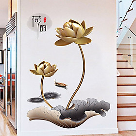 Decal dán tường sen đồng một lá GS9570
