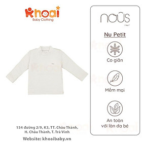 Áo cổ lọ Nous 3cm kẻ ghi trắng - Chất liệu Nu Petit 95% cototn thiên nhiên