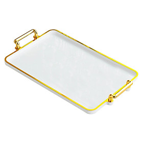 Serving Tray with Handles Eating Tray for Countertop Centerpiece Rectangular