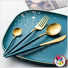 Bộ thìa dĩa inox bạc và inox mạ vàng sang trọng - bán theo set 4 món
