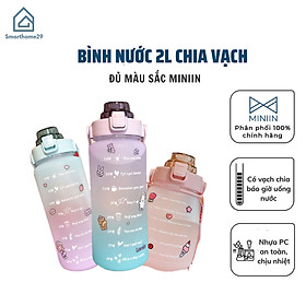 Bình Đựng Nước 2L Dễ Thương Có Vạch Báo Giờ Uống Nước