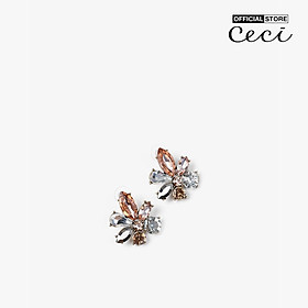 CECI - Khuyên tai nữ xỏ lỗ thiết kế cánh hoa đá lấp lánh CC1-09000134