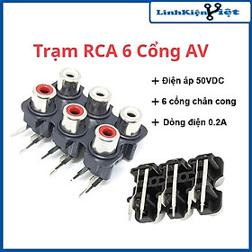 Trạm RCA 6 cổng AV chân cong kết nối tín hiệu loa âm thanh