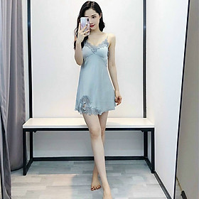 Váy Ngủ Lụa Satin, Váy Ngủ Thêu Ren Phong Cách Đơn Giản Kiểu Dáng Sang Trọng 7632