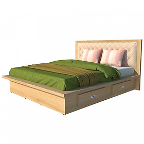 [Miễn phí lắp đặt & vận chuyển] Giường ngủ gỗ công nghiệp cao cấp bọc nệm đầu giường Ohaha - GN020