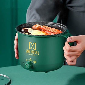 Mua Nồi lẩu mini đa năng 2 tầng ca nấu mì điện núm xoay 2 nấc nhiệt kèm giá hấp 1 8L MANDELI