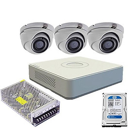 Mua Trọn bộ 3 camera bán cầu HIKVISION Đầu ghi hình Analog 4 kênh DS-7104HGHI-F1.Lưu xem được lịch sử 2o ngày  chuẩn sắc nét - Hàng Chính Hãng