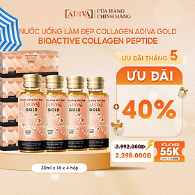 Combo 4 Hộp Nước Uống Làm Đẹp Collagen ADIVA Gold (14 Chai/Hộp)- Giúp Làn Da Căng Mịn, Giảm Nếp Nhăn Và Chống Lão Hóa